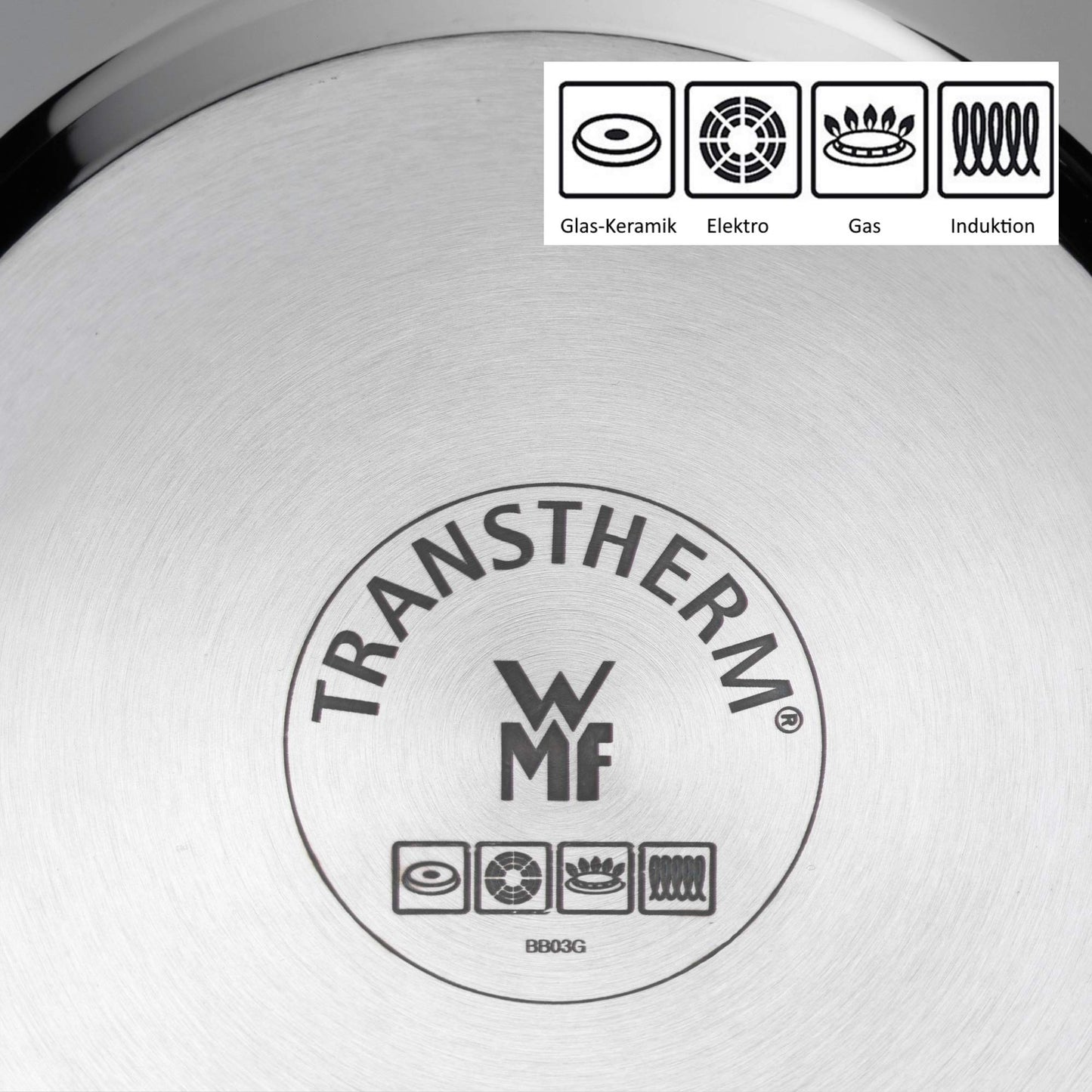 WMF High Casserole Approx 3.7L Diadem Plus Pouring Rim Glass Lid Cromargan Stainless Steel Polished Suitable for Induction Hobs Dishwasher Safe