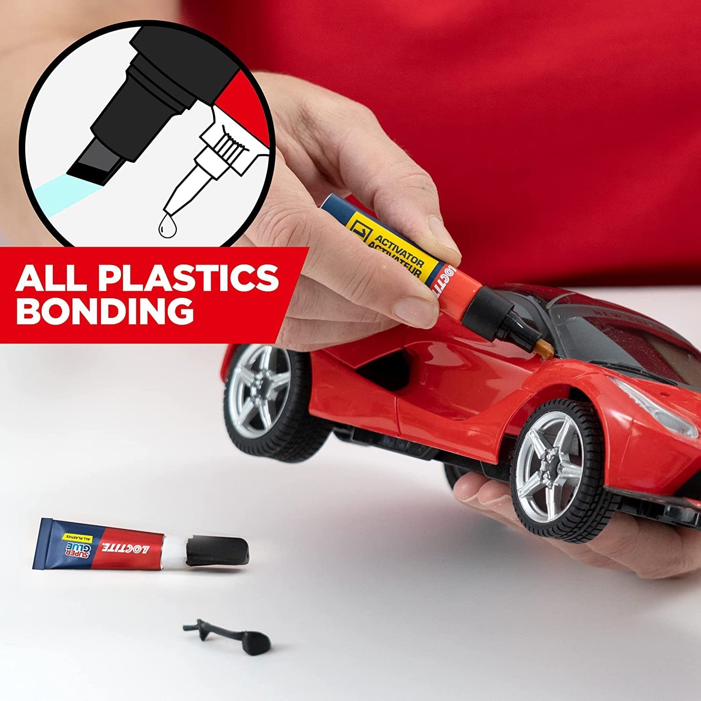 Loctite Super Glue All Plastics, Strong Plastic Glue, Easy to Use Instant Super Glue, Convenient Size 1x2g + 4ml