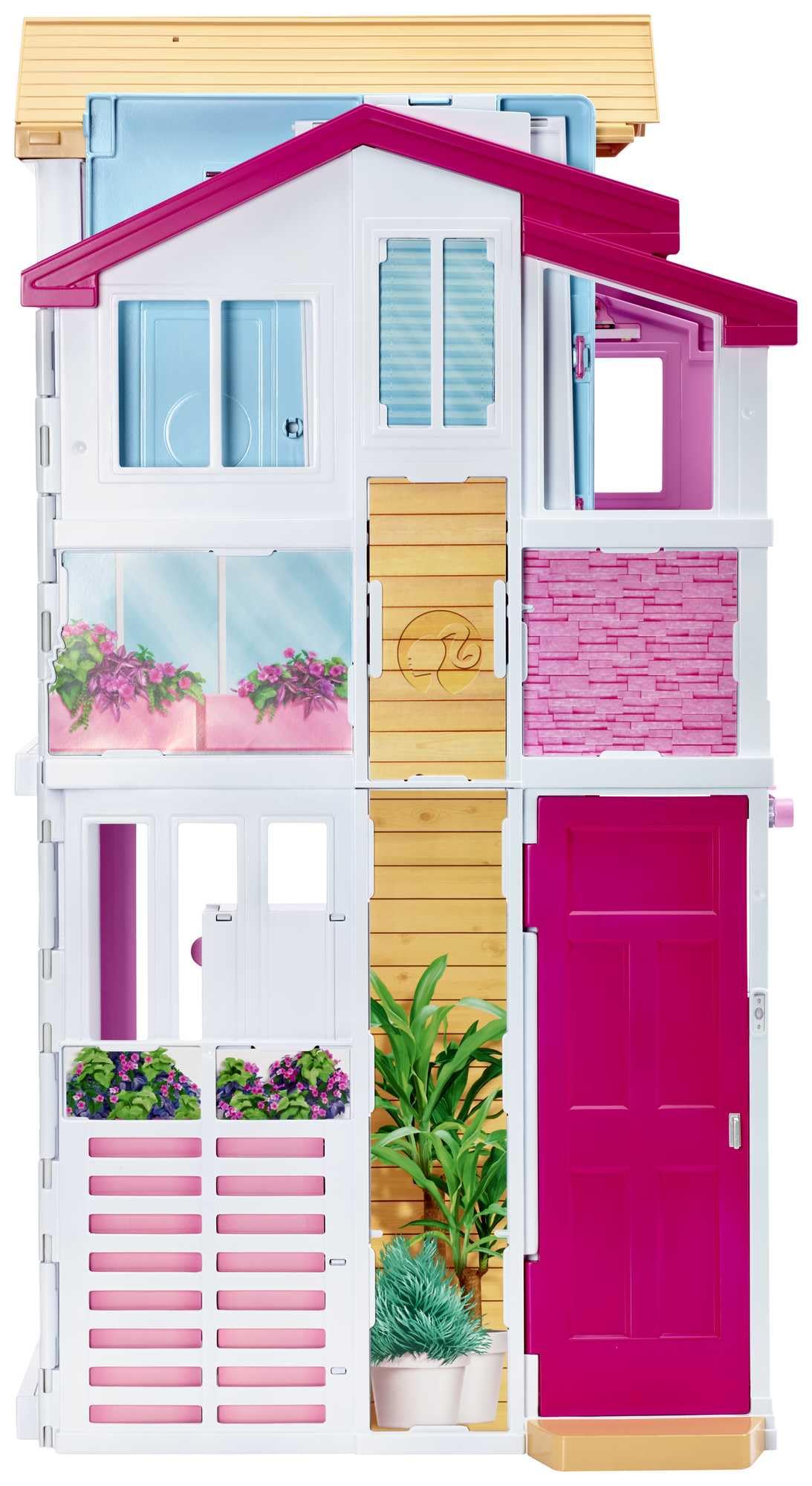 Barbie DLY32 ESTATE Three-Story Town House Colourful and Bright Doll House Comes with Furniture and Accessories, Playset