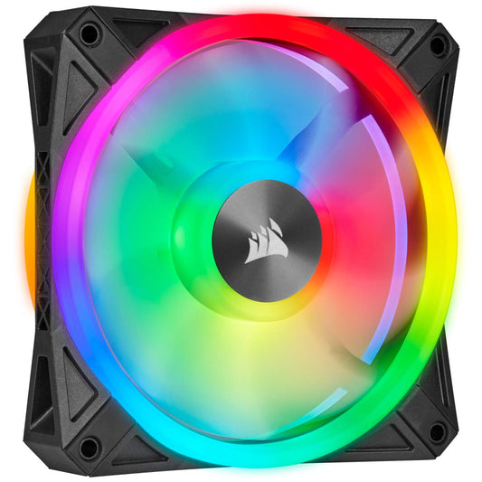 Corsair iCUE QL140 RGB, 140 mm RGB LED PWM Fan (34 Individually Addressable RGB LEDs, Speeds Up to 1,250 RPM, Low-Noise)