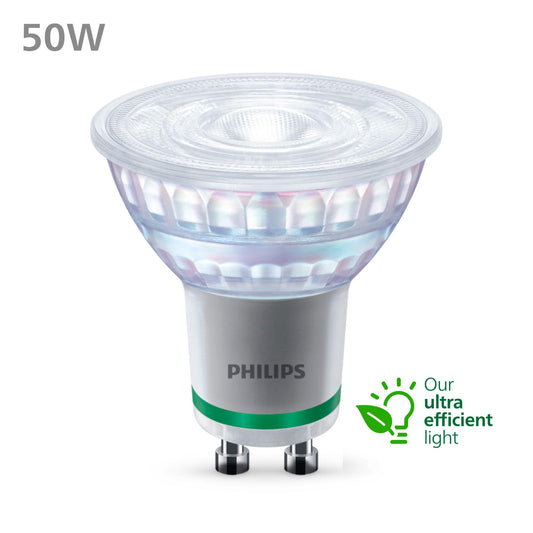 Philips Ultra Efficient - Ultra energy saving lights, LED light source, 50W GU10 Spot White