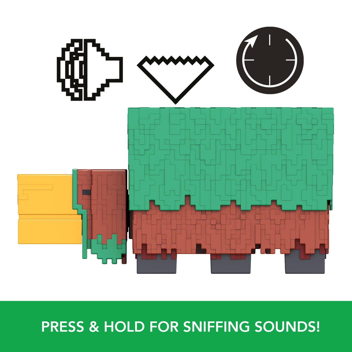 Mattel Minecraft Sniffer Action Figure with Game-Accurate Sounds, 3.25-inch Scale Collectible Toy, Pixelated Design, HXM85