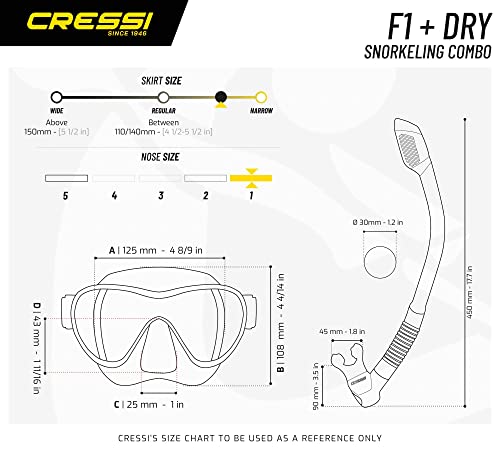CRESSI F1 - Frameless Mask F1 or Combo Set Frameless Mask + Snorkel Dry for Diving and Snorkelling, One Size, Unisex