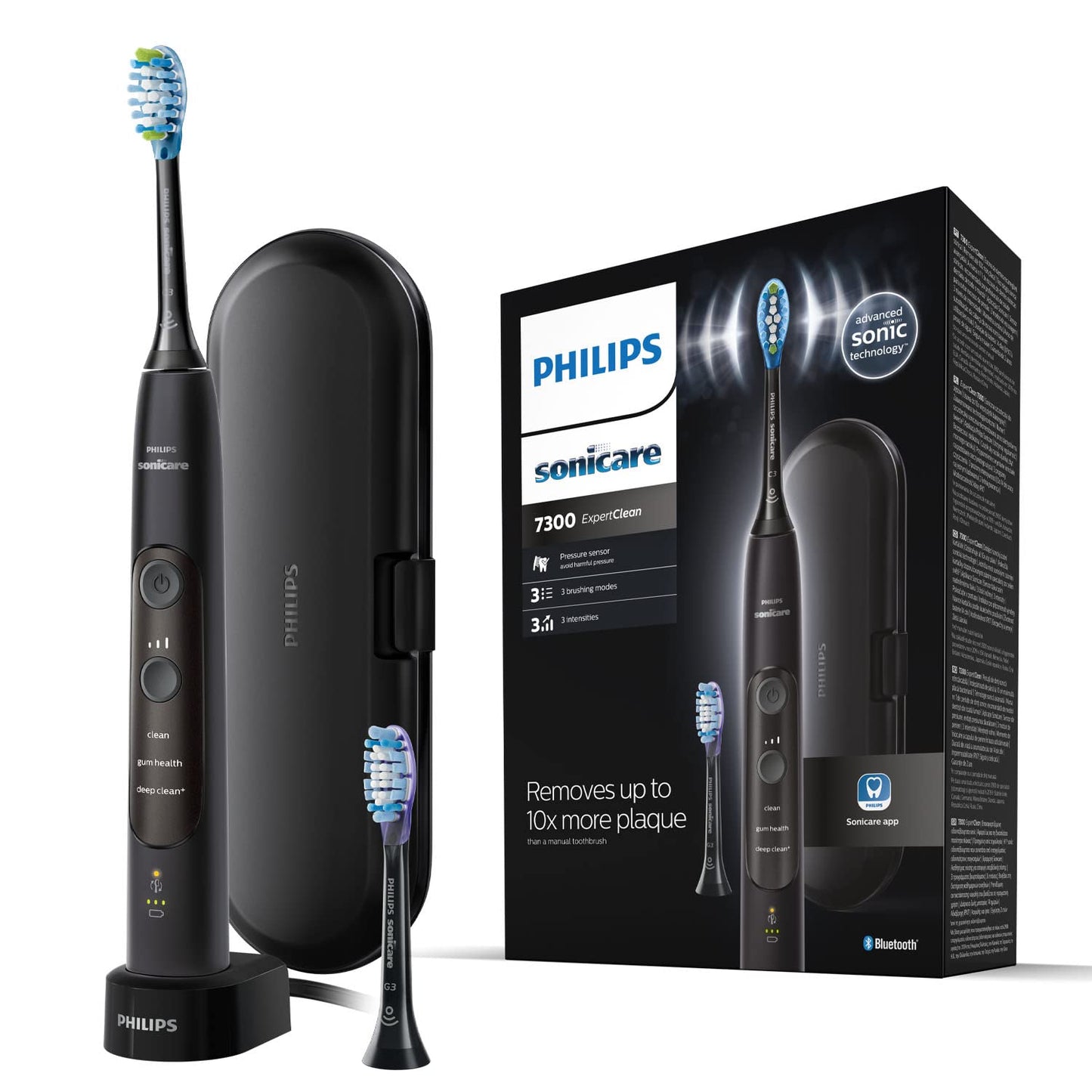 Philips Sonicare ExpertClean 7300 HX9601/02 Sonic Electric Toothbrush with Travel Case, Black