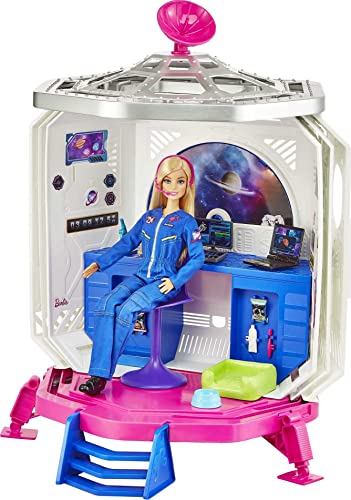 Barbie Space Discovery Space Station Playset with Space Explorer Doll, Puppy, Workstation, Satellite Space Scenes & 20 Space Station Items:Chair, Test Tubes, Microscope, Puppy Bed, 3-7Years Old
