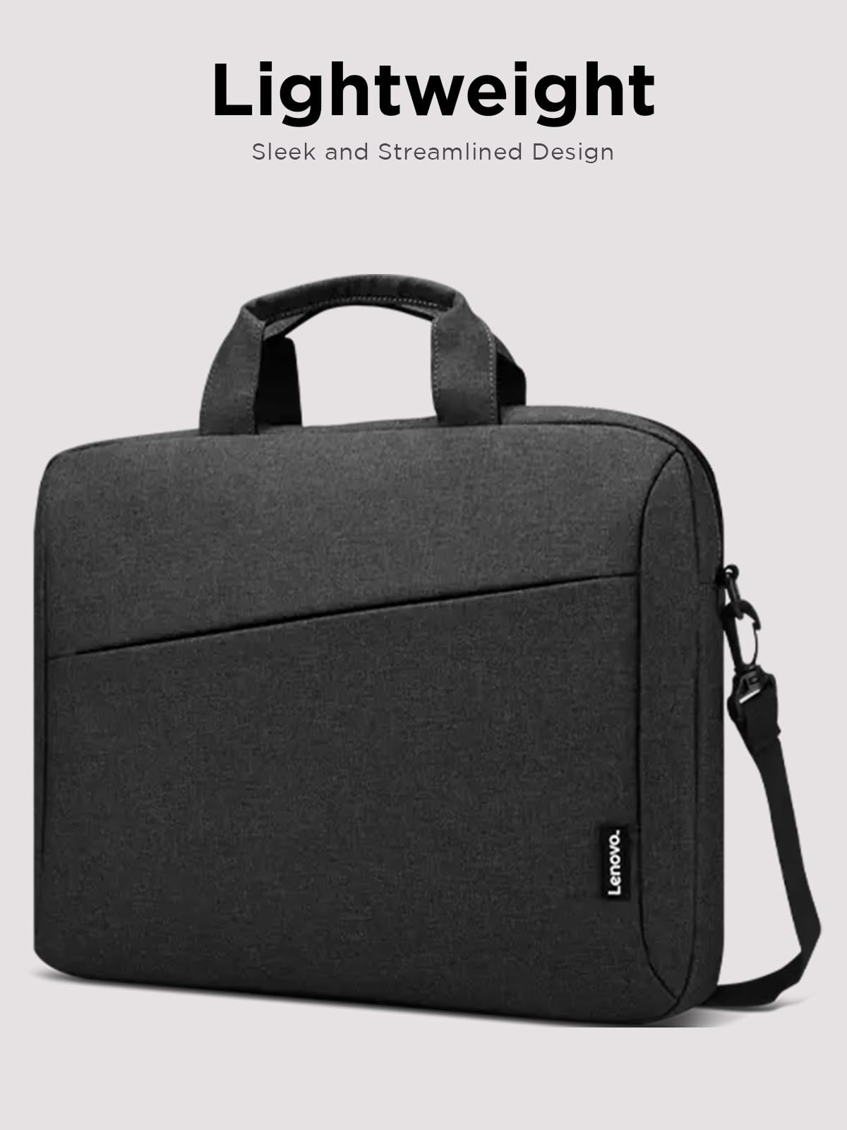 Lenovo Laptop Shoulder Bag T210, 15.6-Inch Laptop or Tablet, Sleek, Durable and Water-Repellent Fabric, Lightweight Toploader, Business Casual or School, GX40Q17229, Black