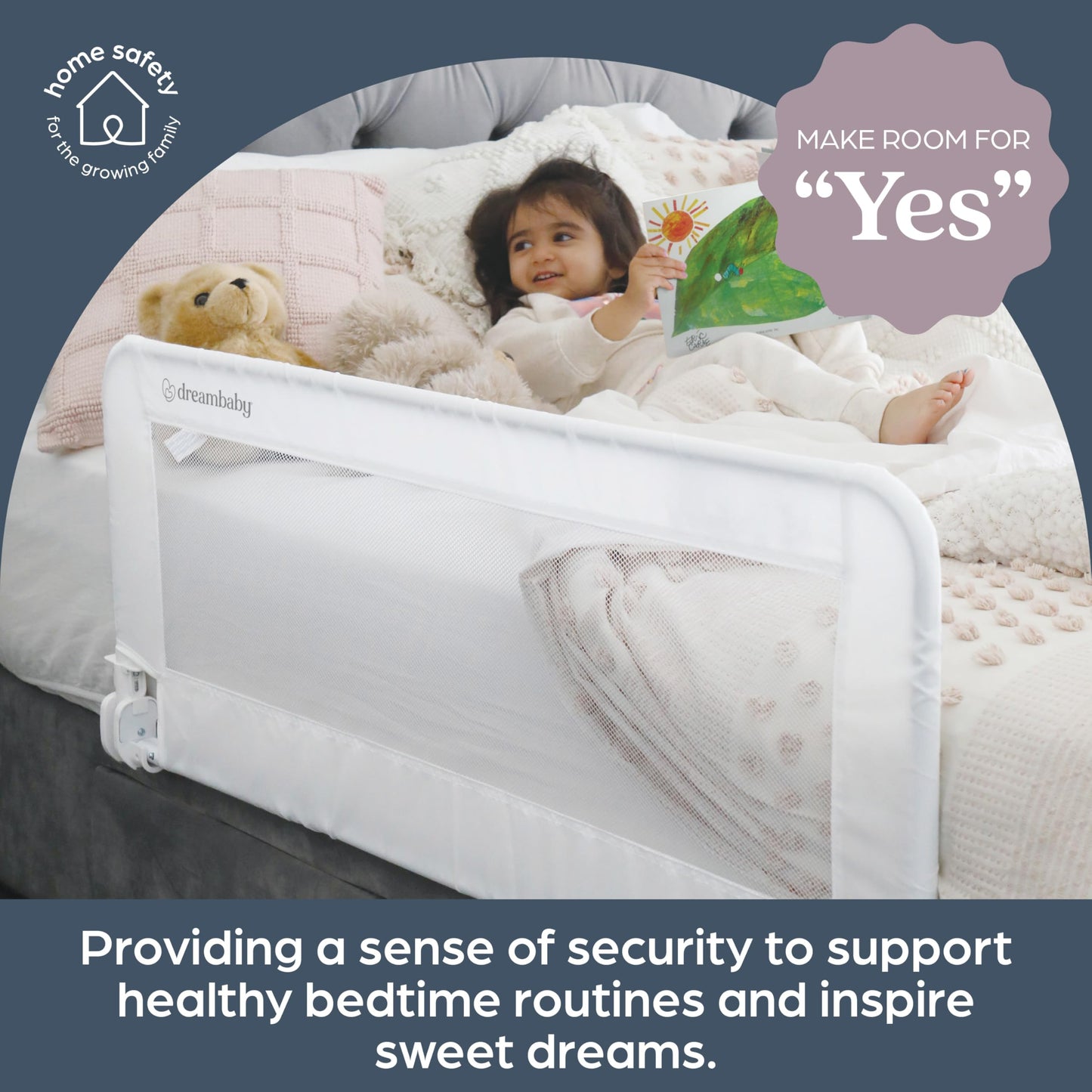 Dreambaby Phoenix Toddler Bed Rail - Foldable & Portable Bed Safety Barrier - Suitable for Flat Bed Bases Up to King Size Mattress - Measures 110cm Wide x 45.5cm Tall - White - Model F719