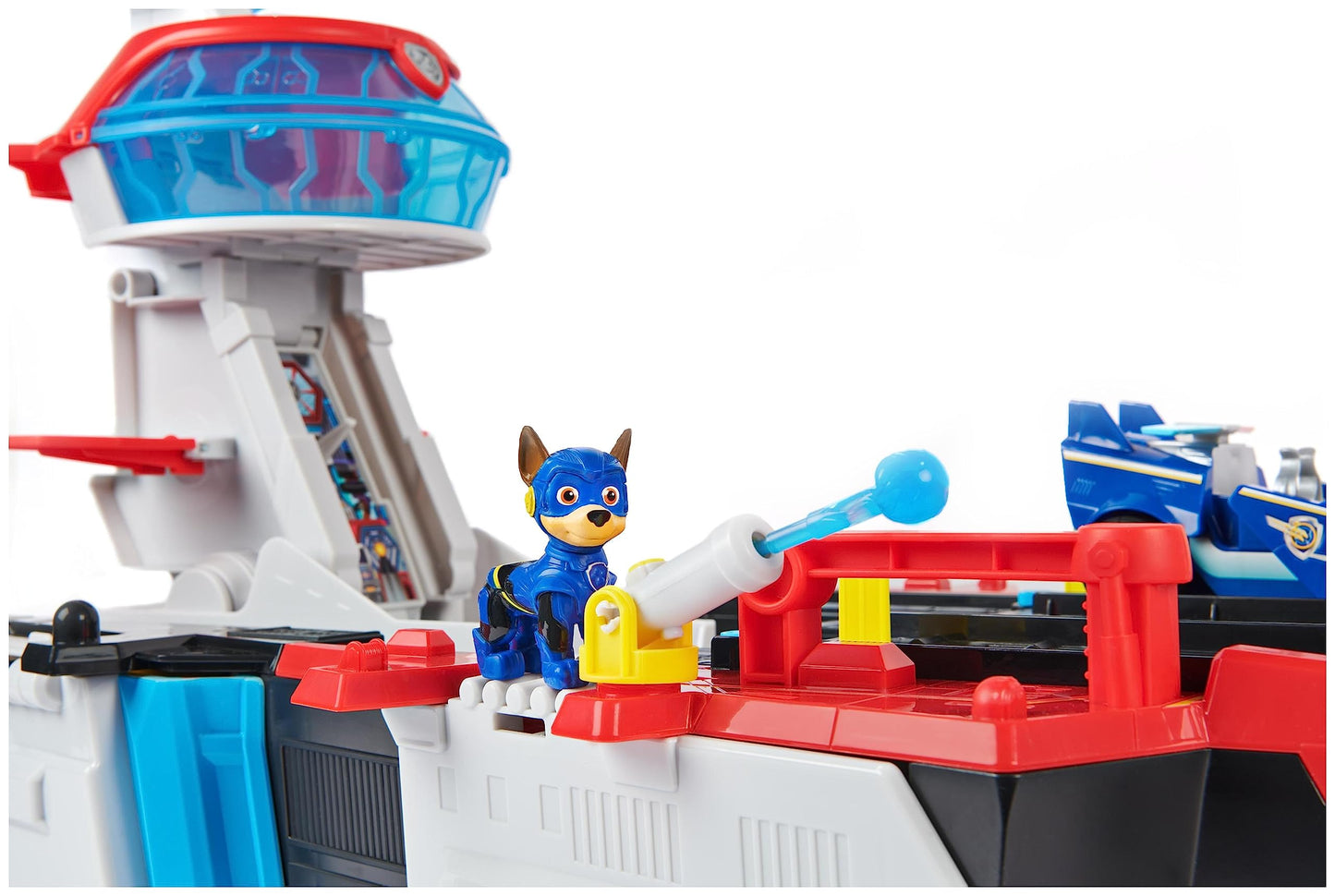 Paw Patrol: The Mighty Movie Aircraft Carrier HQ, with Chase Action Figure and Mighty Pups Cruiser, Kids’ Toys for Boys and Girls 3+