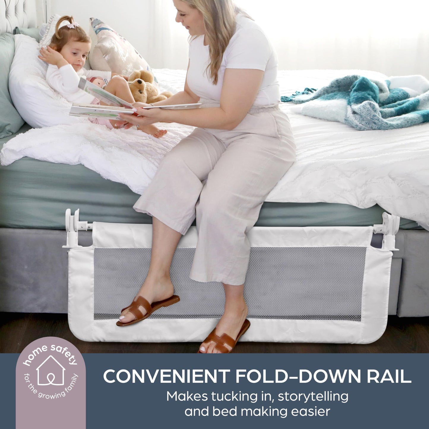 Dreambaby Phoenix Toddler Bed Rail - Foldable & Portable Bed Safety Barrier - Suitable for Flat Bed Bases Up to King Size Mattress - Measures 110cm Wide x 45.5cm Tall - White - Model F719
