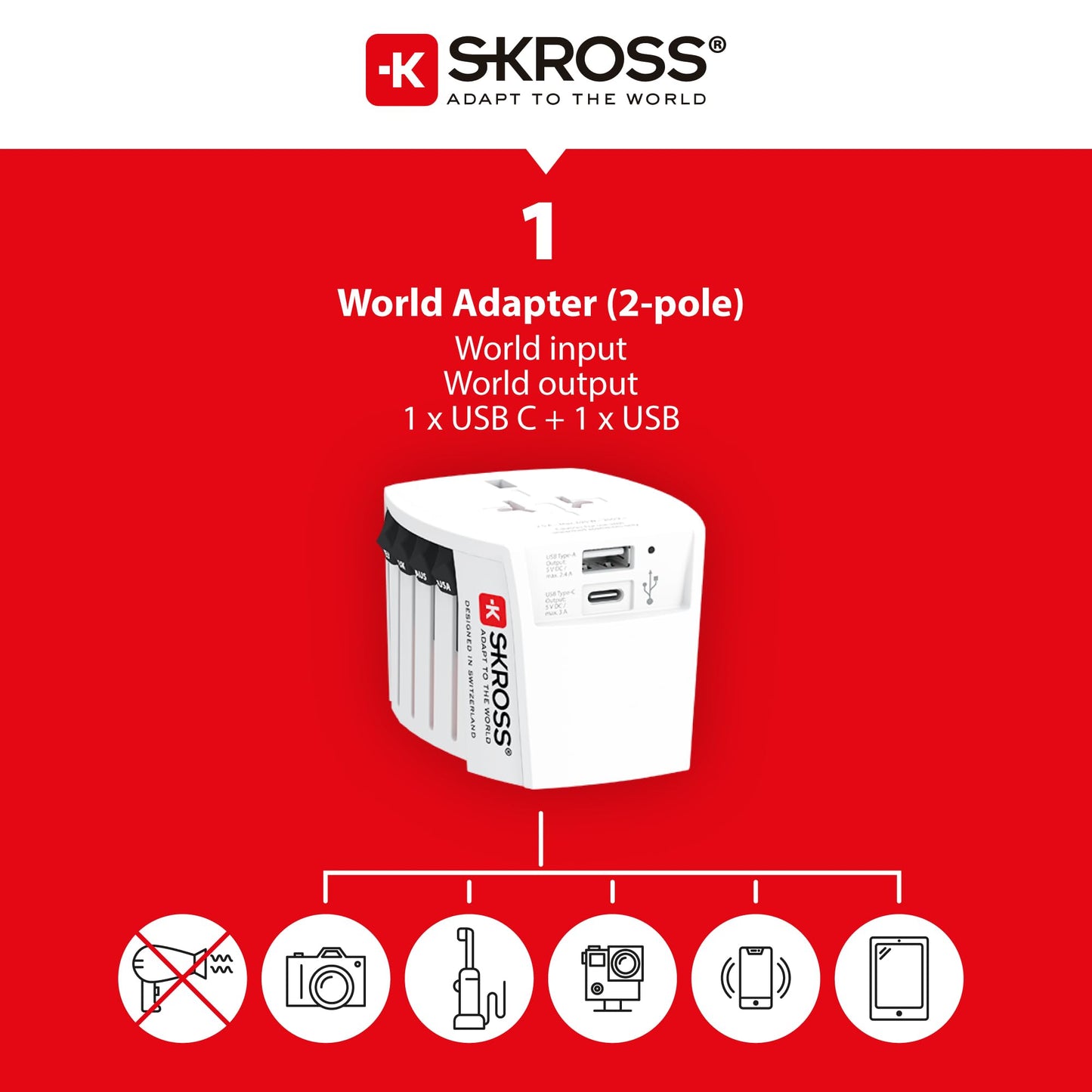 SKROSS - Muv Usb (A/C) - Adapter Multicolor One Size