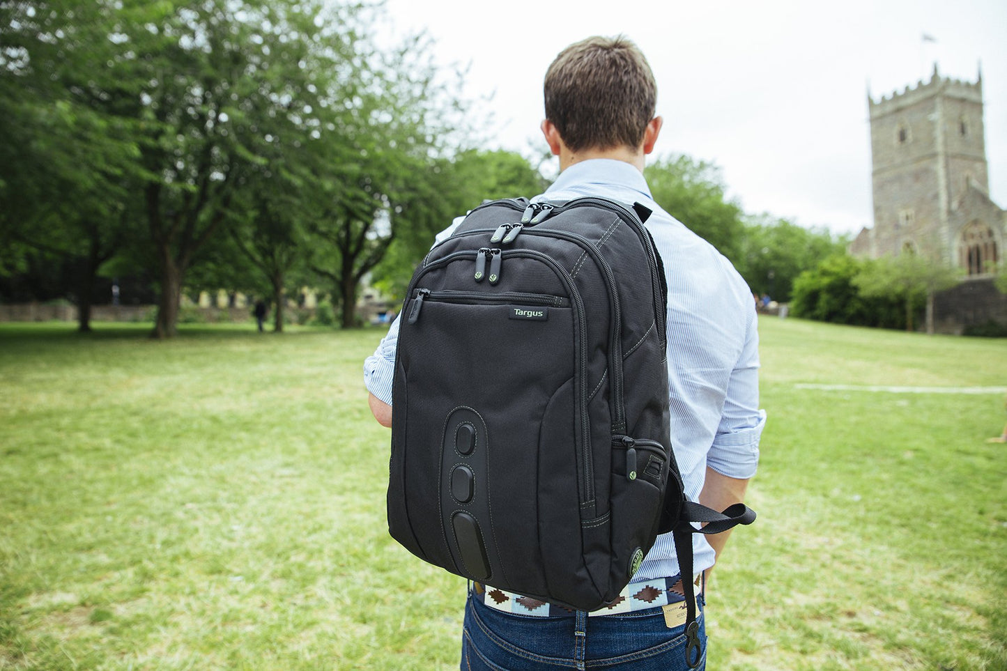 Targus 15.6" Spruce EcoSmart Checkpoint Friendly Backpack, Made From Recycled Bottles, Durable, TSA Friendly, 27L (TBB013US)