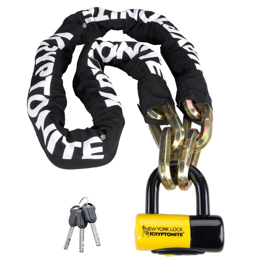 Kryptonite New York Fahgettaboudit Bicycle Chain and New York Disc Bike Lock - Black/yellow