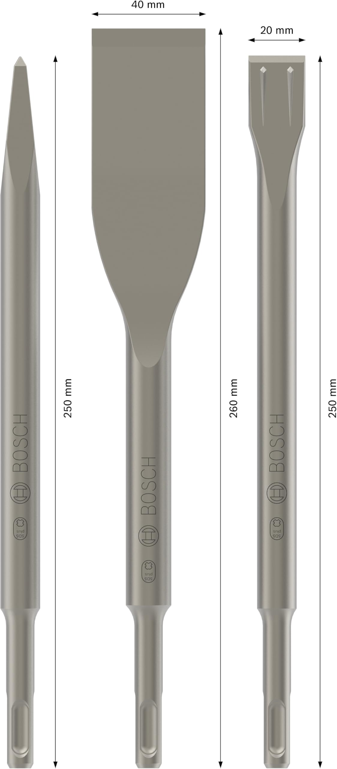 Bosch Professional 3tlg. Meißel-Set Long Life SDS-plus