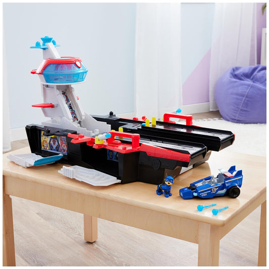 Paw Patrol: The Mighty Movie Aircraft Carrier HQ, with Chase Action Figure and Mighty Pups Cruiser, Kids’ Toys for Boys and Girls 3+