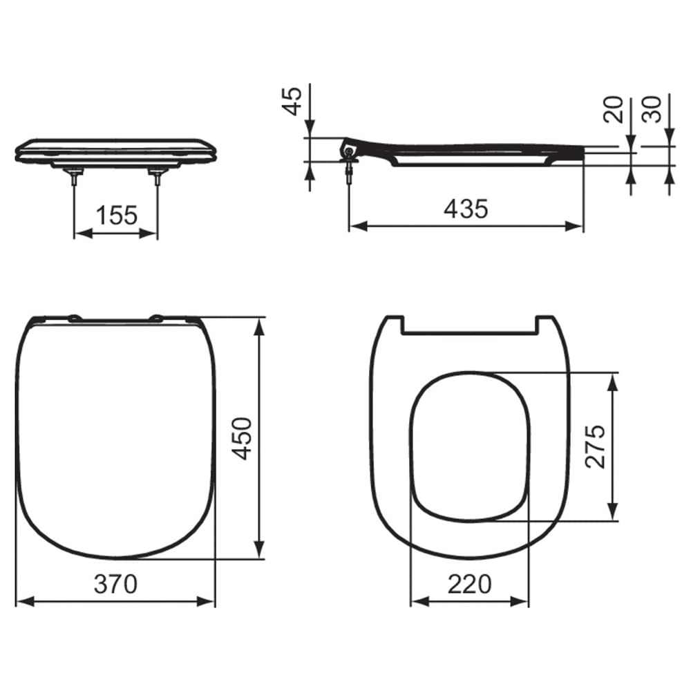 Ideal Standard - Tesi, Toilet seat Slim Soft Close Original, Toilet seat Cover, T352701, White