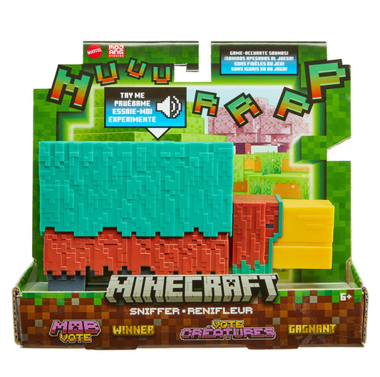 Mattel Minecraft Sniffer Action Figure with Game-Accurate Sounds, 3.25-inch Scale Collectible Toy, Pixelated Design, HXM85