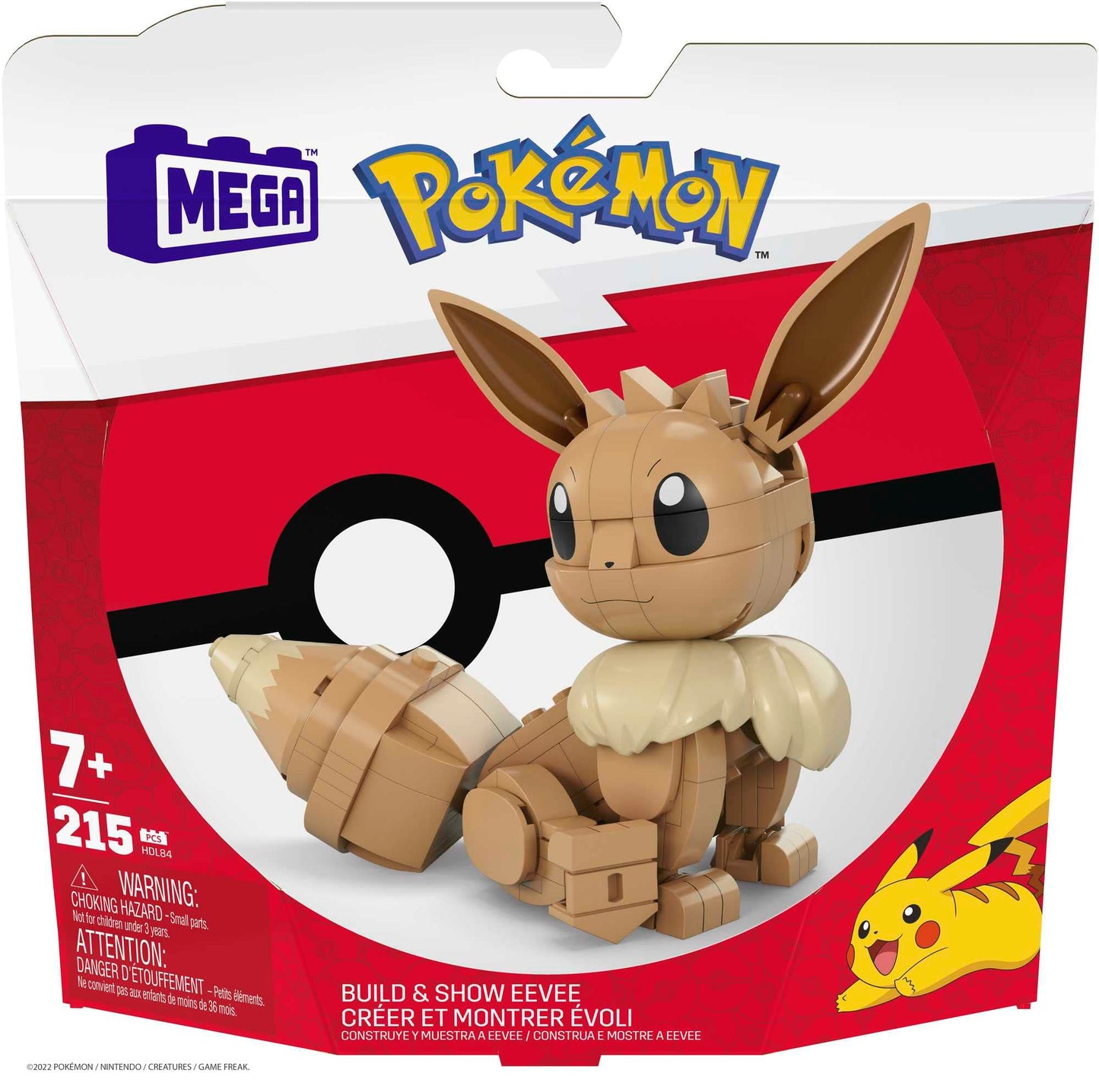 MEGA Pokémon Building Toys Set Build & Show Eevee with 215 Pieces, Articulated and Poseable, 4 Inches Tall, for Kids, HDL84