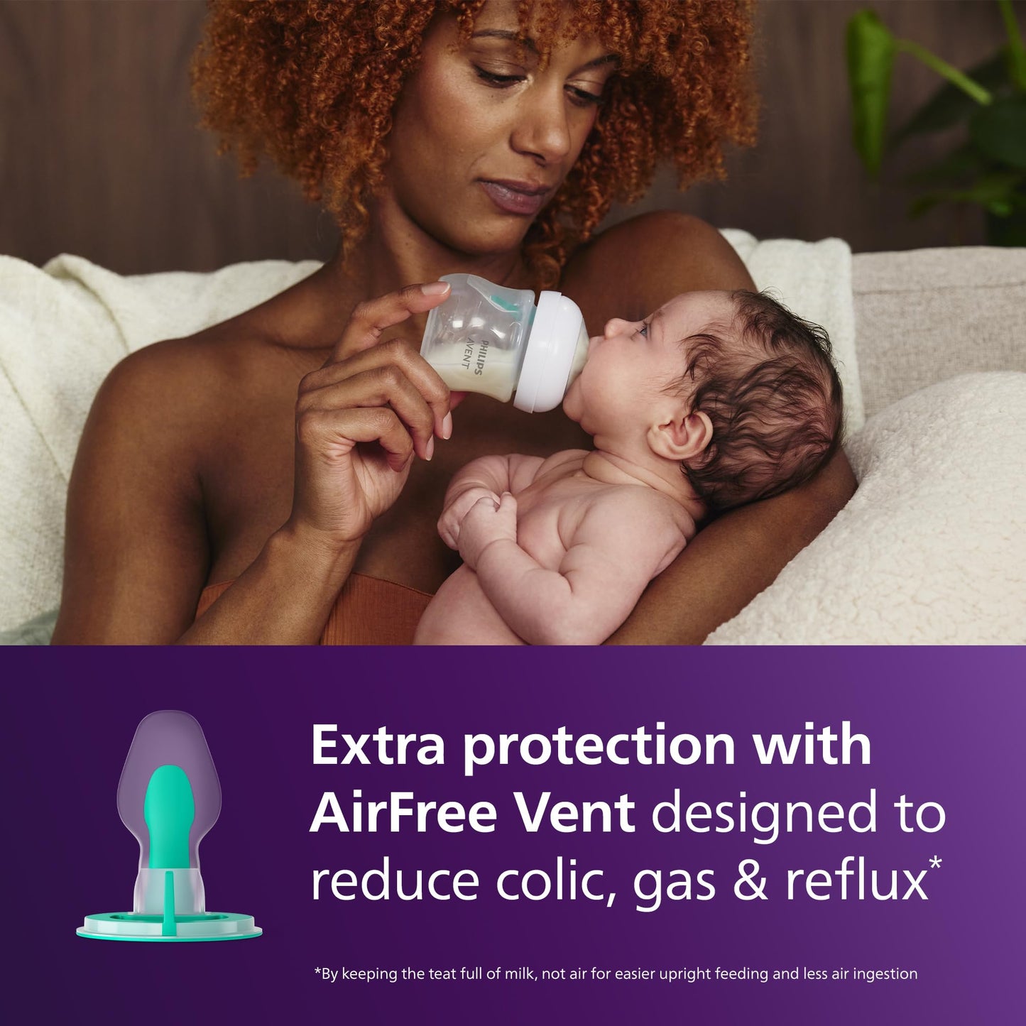 Philips Avent AirFree Vent Baby Bottle Newborn Gift Set - 4 Baby Milk Bottles with Air-Free Vent, Ultra-Soft Pacifier and Bottle Brush, Babies Aged 0-12 Months+ (Model SCD657/11)