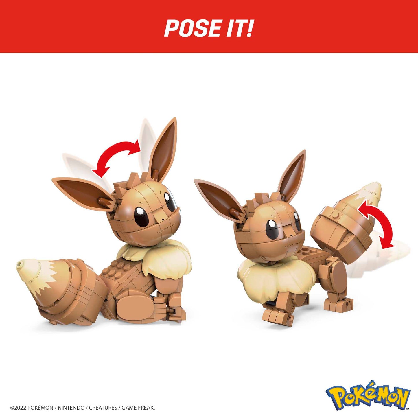 MEGA Pokémon Building Toys Set Build & Show Eevee with 215 Pieces, Articulated and Poseable, 4 Inches Tall, for Kids, HDL84