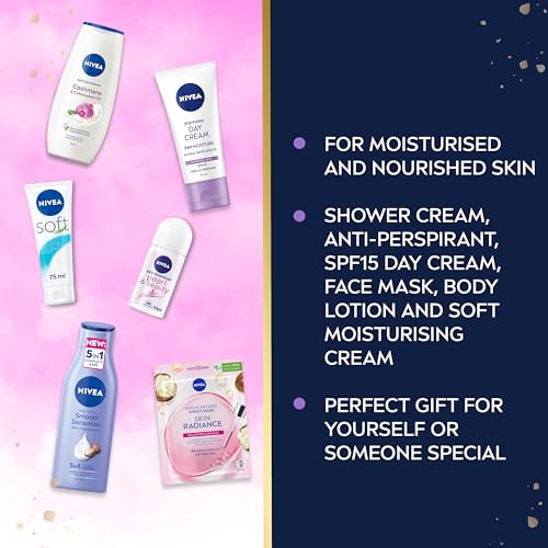 NIVEA Gift Set (4 Products), Women's Gift Set with Skincare Essentials, Includes Body Lotion, Face Mask, Face Wash, and Day Cream