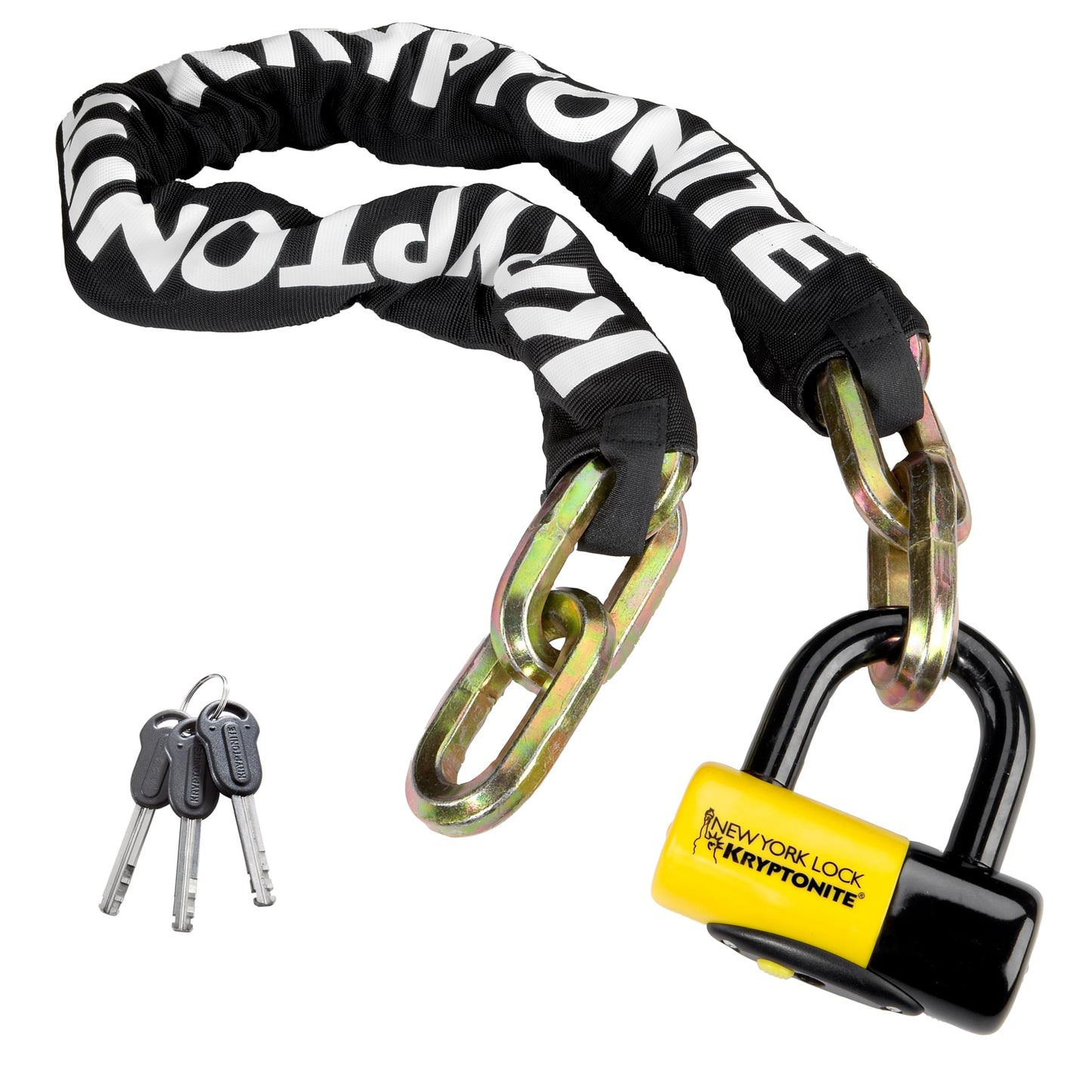 Kryptonite New York Fahgettaboudit Bicycle Chain and New York Disc Bike Lock - Black/yellow