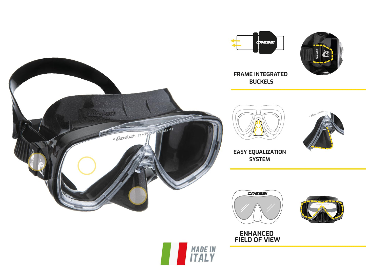 Cressi Onda - Single Onda Mask or Combo Set Onda Mask + Snorkel Mexico for Diving and Snorkeling, One Size, Unisex Adult