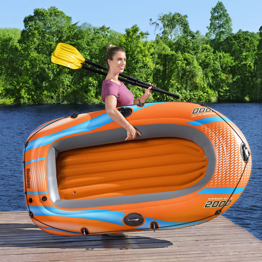 Bestway Inflatable Boat, Kondor 2000, 2 Person, Raft Set with Oar and Pump, Heavy Duty Handles and Interlocking Valves, 6.5” x 42”, 1.96m x 1.06m