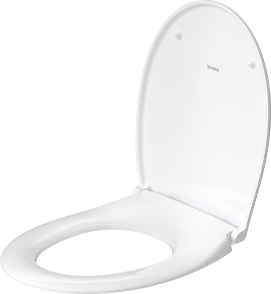 Duravit Universal Toilet Lid with Soft-Close Mechanism, Toilet Seat Quick Release for Easy Assembly, Toilet Seat in Oval Shape, Toilet Lid Made in the EU, Urea Duroplast, Stainless Steel Hinges, White