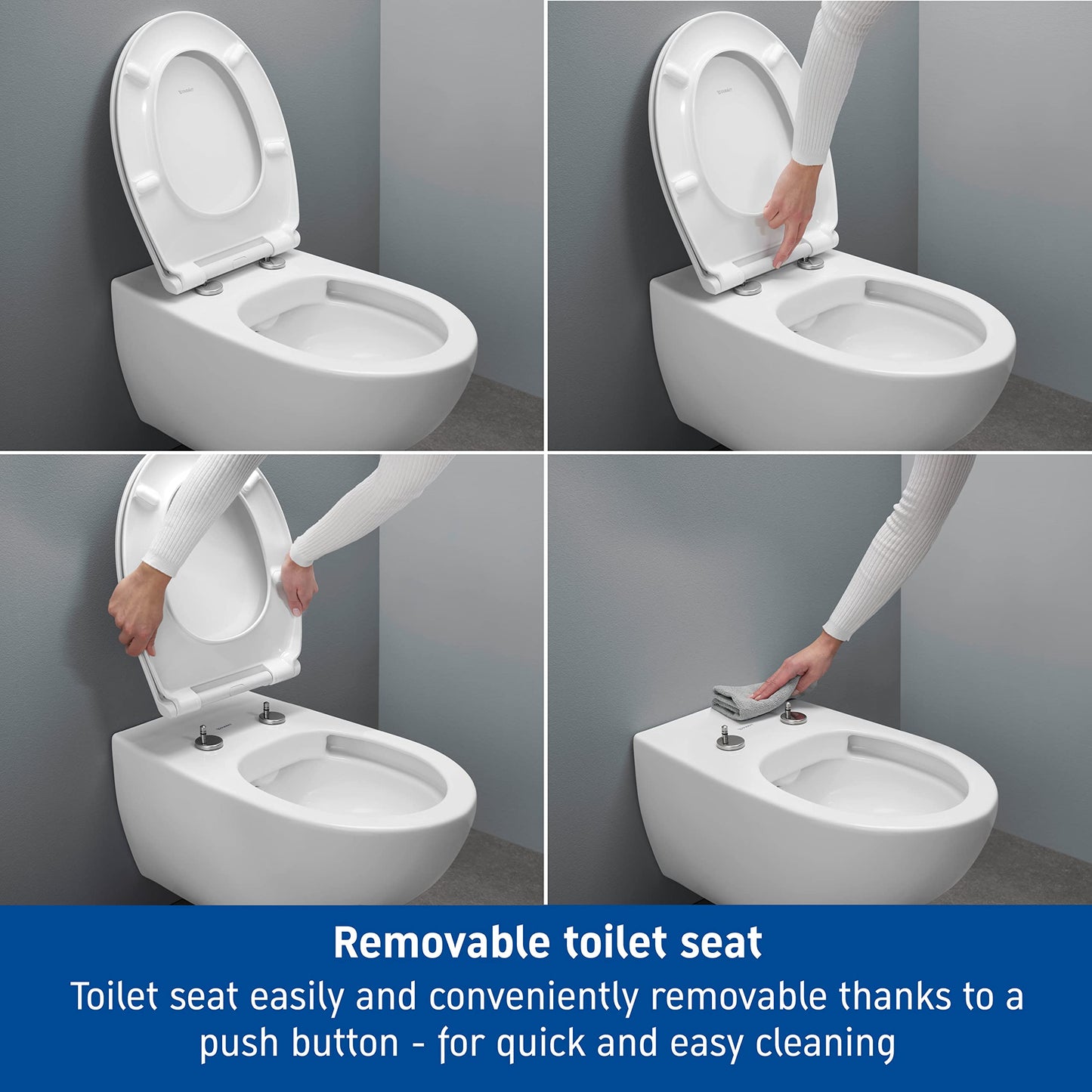 Duravit Universal Toilet Lid with Soft-Close Mechanism, Toilet Seat Quick Release for Easy Assembly, Toilet Seat in Oval Shape, Toilet Lid Made in the EU, Urea Duroplast, Stainless Steel Hinges, White