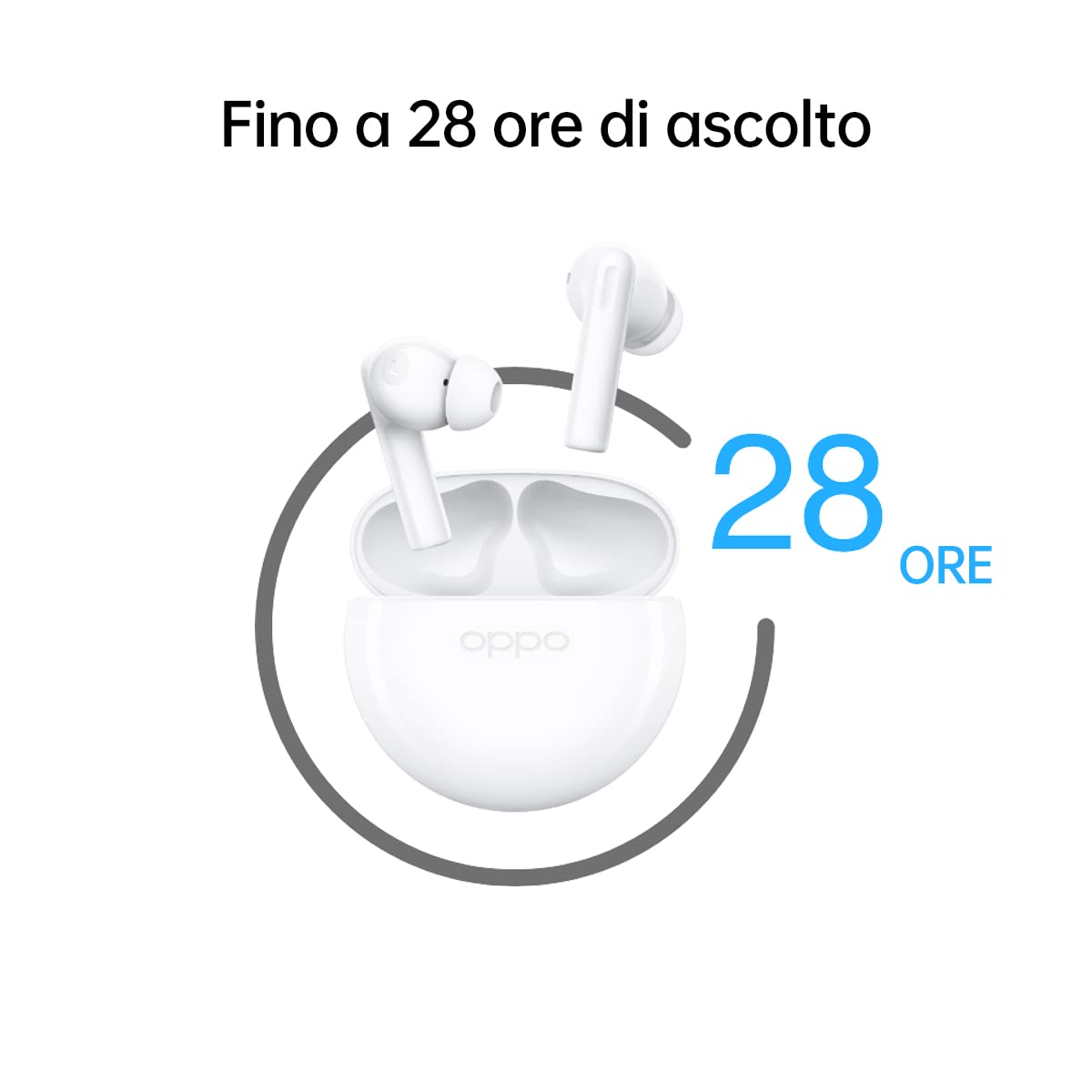 Oppo Enco Buds2 Wireless Headphone, Up To 28 Hours Of Listening Time, Noise Cancellation, White