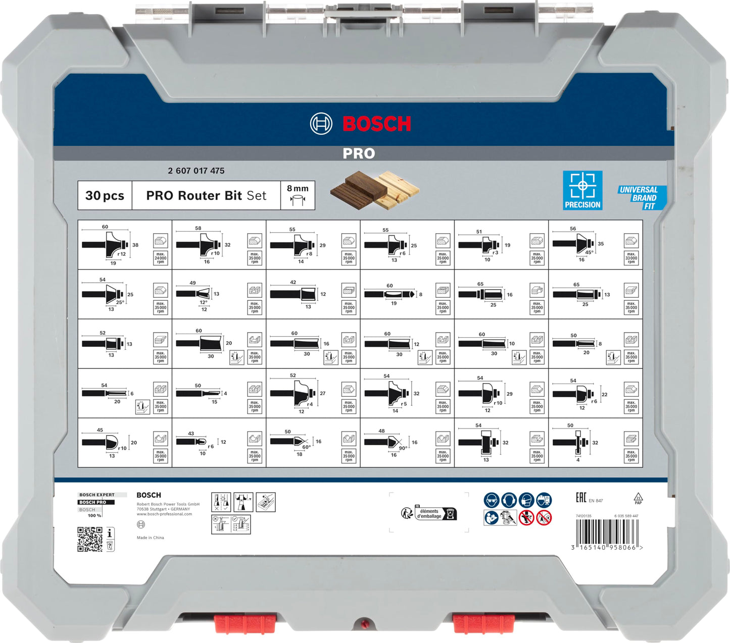 Bosch Professional 6 pcs. Straight Router Bit Set