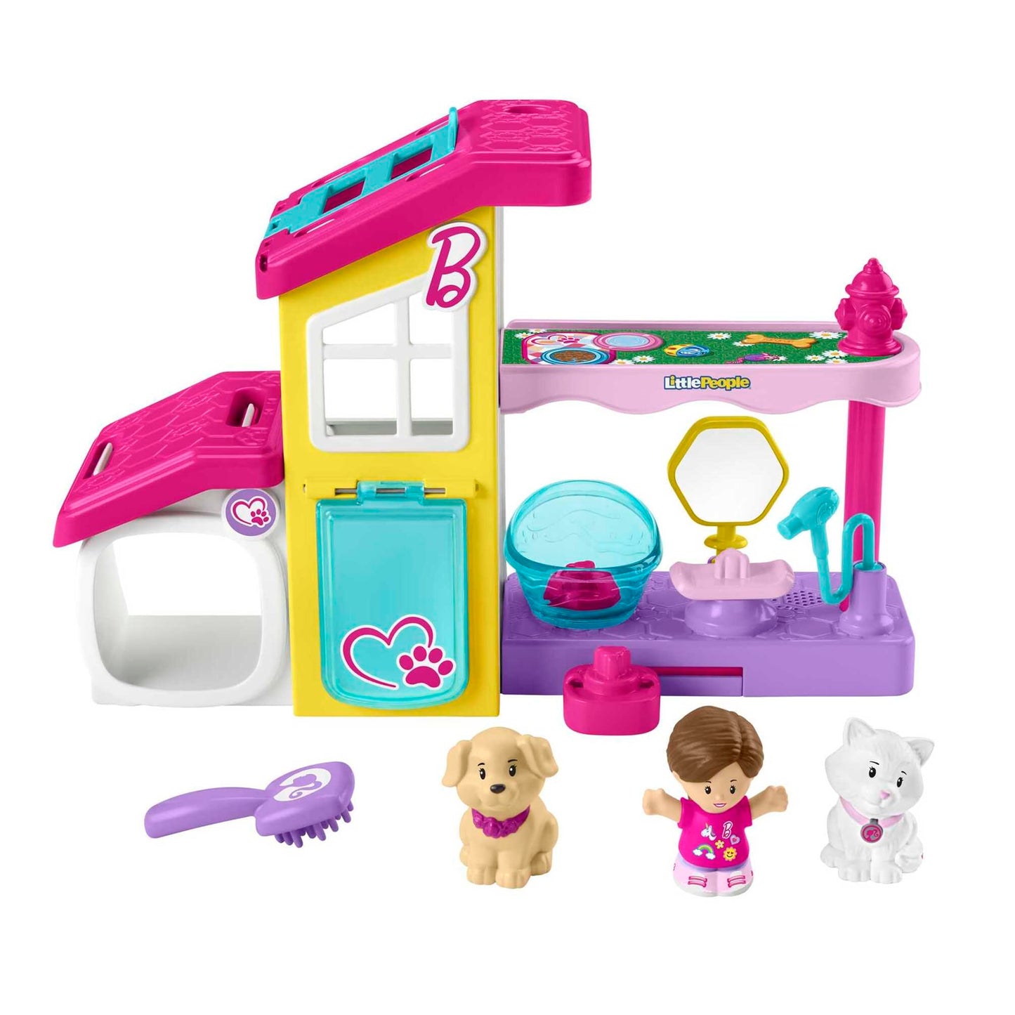 Fisher-Price Little People Barbie Toddler Toy Play and Care Pet Spa Playset with Music & Sounds for Pretend Play Kids Ages 18+ Months, HJW76