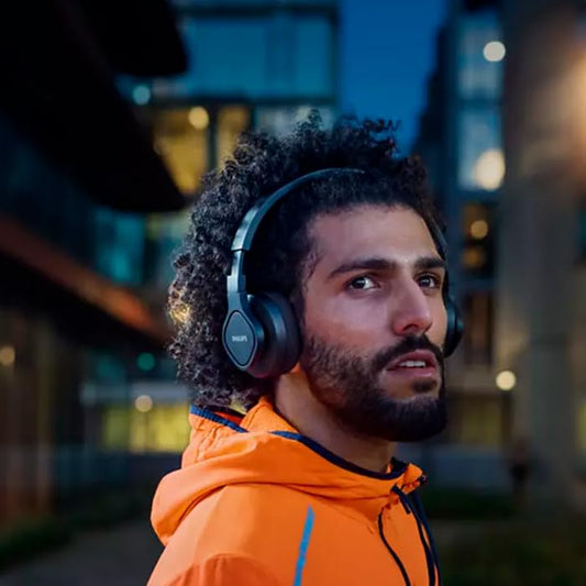 Philips Audio TAA1105BK/00 Headphones With Microphone, (Flexible Ear Hook, Bass Beat Vent, IPX2 Sweat Resistant, Secure Fit, In-Line Remote Control)