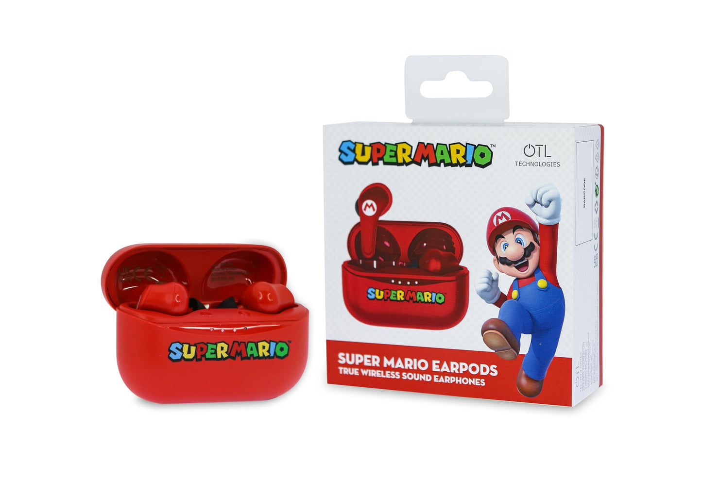 OTL Technologies Super Mario Wireless Bluetooth V5.0 Headphones with Charging Case Red