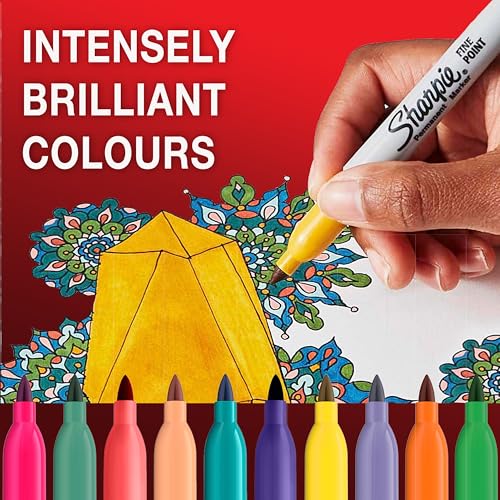 SHARPIE Glam Pop Permanent Markers, Fine Point for Bold Details, Assorted Vibrant Colours, 24 Marker Pens
