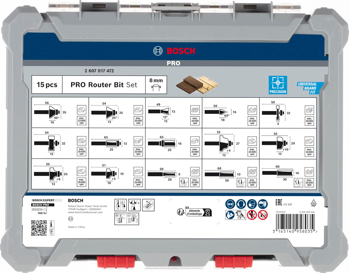 Bosch Professional 6 pcs. Straight Router Bit Set