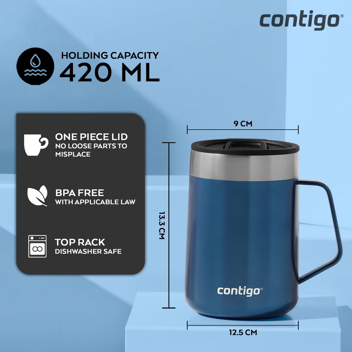 Contigo Streeterville Desk Mug Insulated Coffee Thermal Mug with Stainless Steel Handle