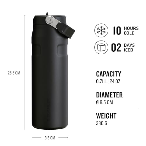 Stanley IceFlow Flip Straw 2.0 Sports Water Bottle with Straw - 15 Hours Cold - 3 Days Iced - Stainless Steel - BPA Free - Leak Resistant - Fits in Cup Holder - Dishwasher Safe