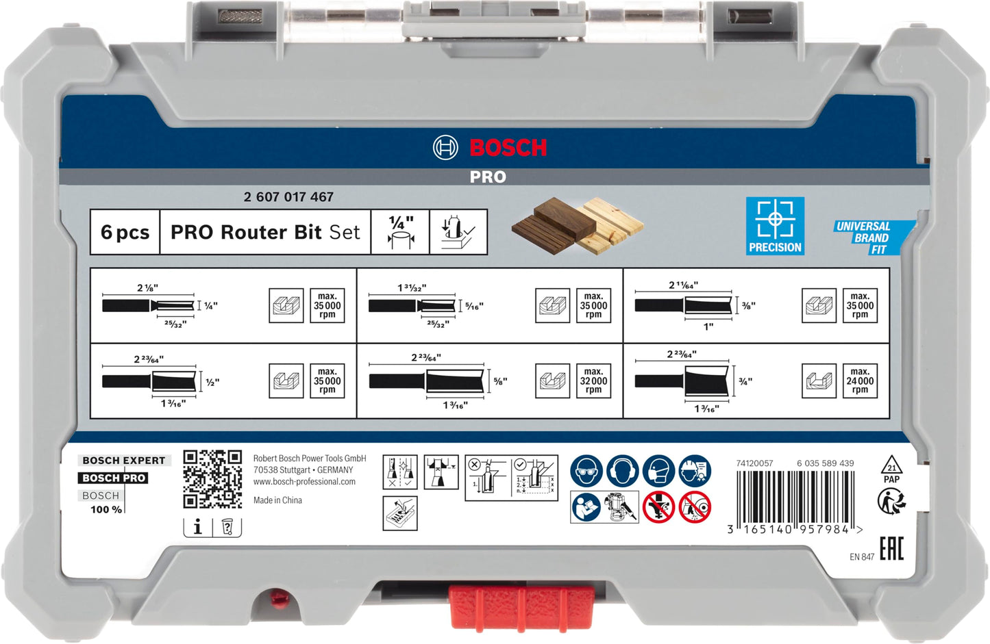 Bosch Professional 6 pcs. Straight Router Bit Set
