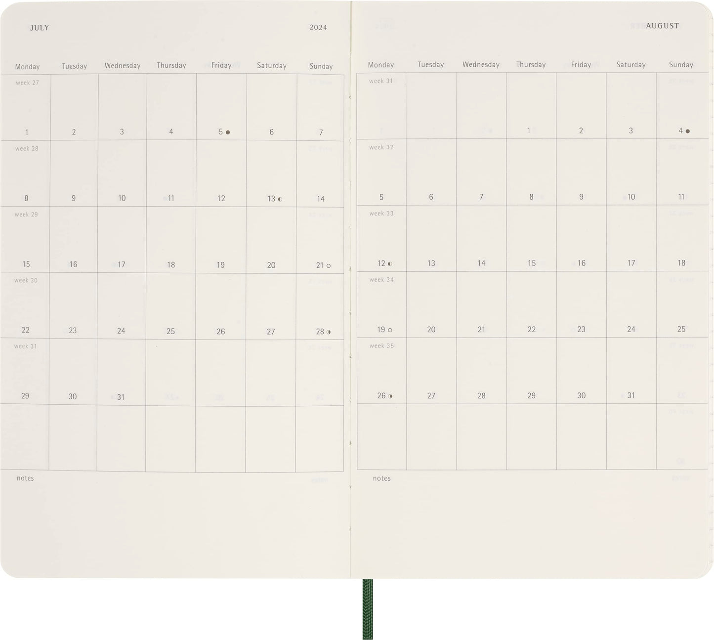 Moleskine 12-Monats-Tageskalender 2024, Agenda 2024, weicher Einband und Gummiverschluss