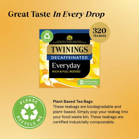 Twinings Decaffeinated Everyday Tea 320 Tea Bags,80 Count (Pack of 4)