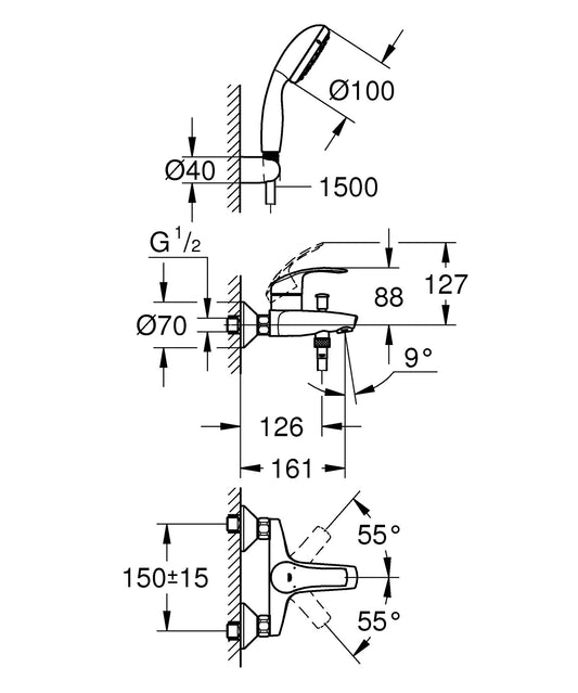 Grohe Eurosmart New AP Single-Lever Mixer Tap for Shower