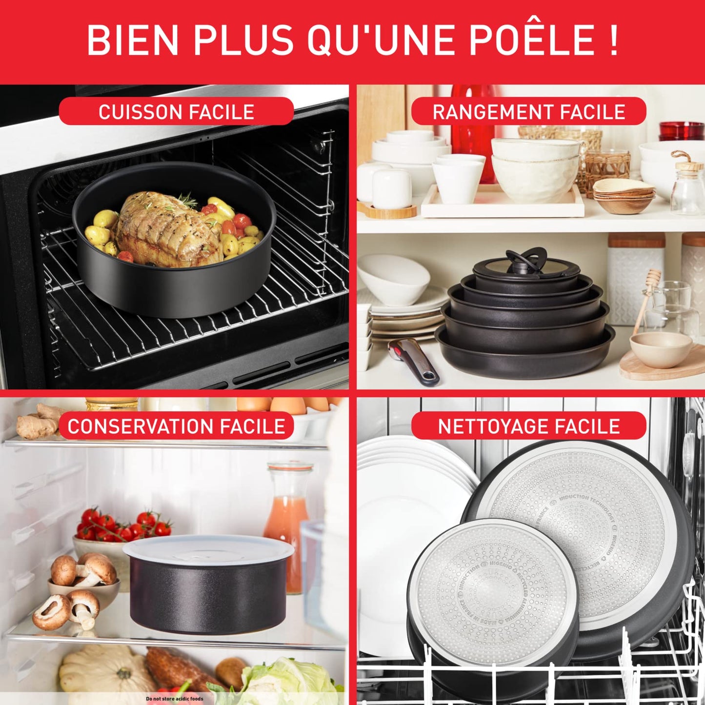 Tefal Ingenio Grill Pan 26 cm, Induction, Non-Stick Coating, Cast Aluminium, Stackable, Dishwasher Safe, Eco Resist L8584004, Black, Non-Stick