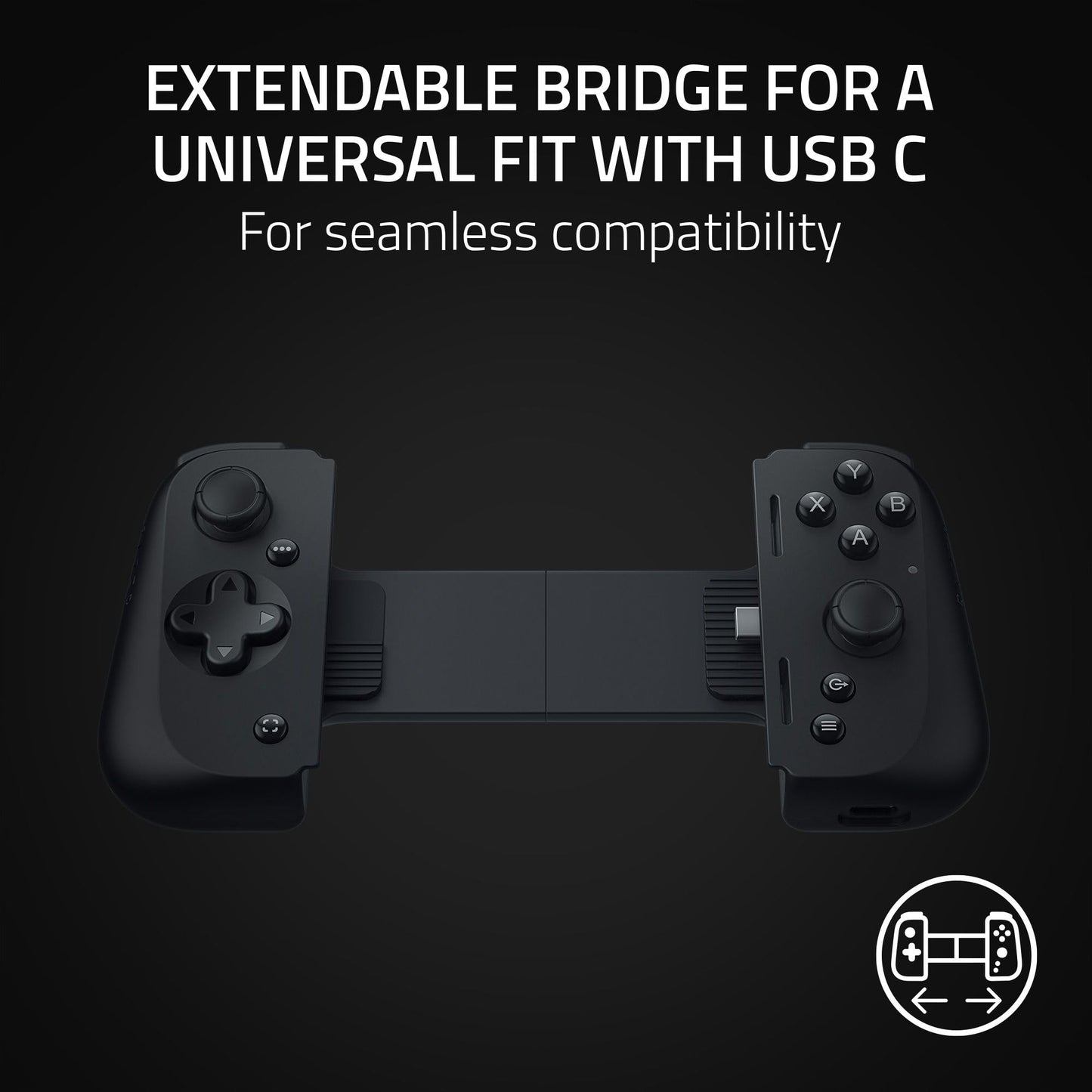 Razer Kishi V2 - for Android Mobile Gaming Controller (Universal Fit with Extendable Bridge, Streaming PC, Console Games, Ergonomic Design, Powered by the Nexus App)