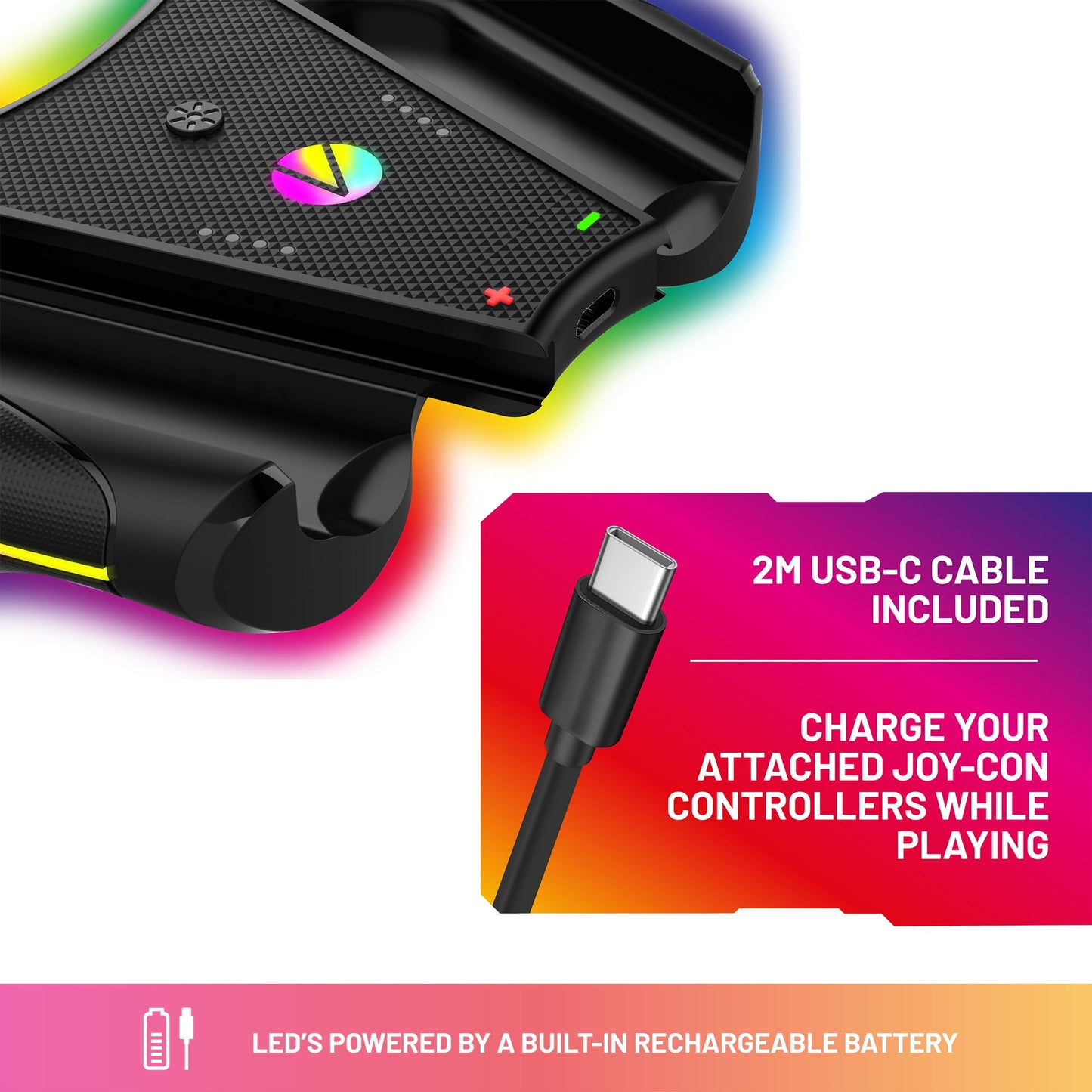 STEALTH Light-Up Play & Charge Comfort Controller Compatible with Switch Joy Controllers