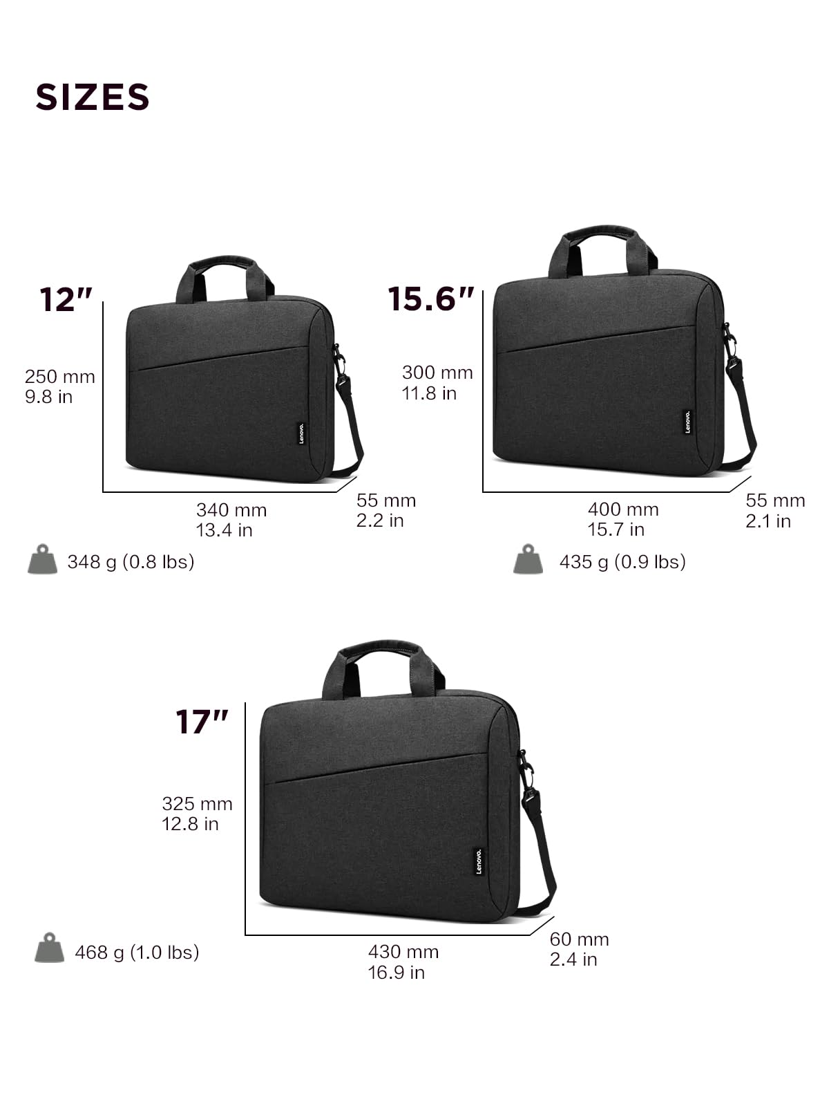 Lenovo Laptop Shoulder Bag T210, 15.6-Inch Laptop or Tablet, Sleek, Durable and Water-Repellent Fabric, Lightweight Toploader, Business Casual or School, GX40Q17229, Black