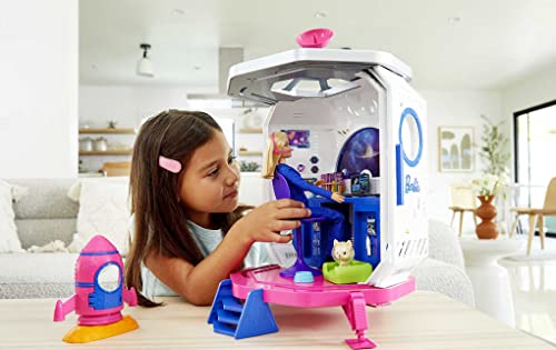 Barbie Space Discovery Space Station Playset with Space Explorer Doll, Puppy, Workstation, Satellite Space Scenes & 20 Space Station Items:Chair, Test Tubes, Microscope, Puppy Bed, 3-7Years Old