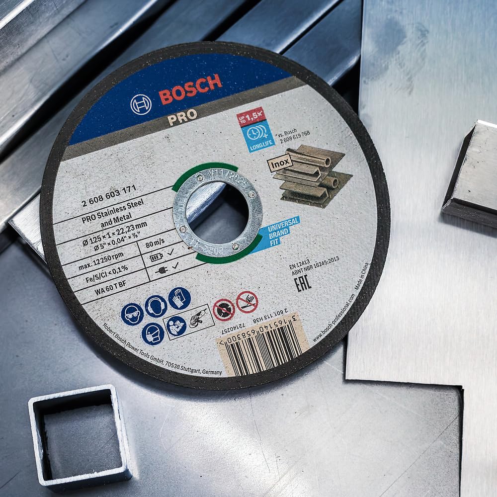 Bosch Professional Straight Cutting Disc Standard (for Inox, X-LOCK, Diameter 115 mm, Bore Diameter: 22.23 mm, Thickness: 1 mm), 2608619261