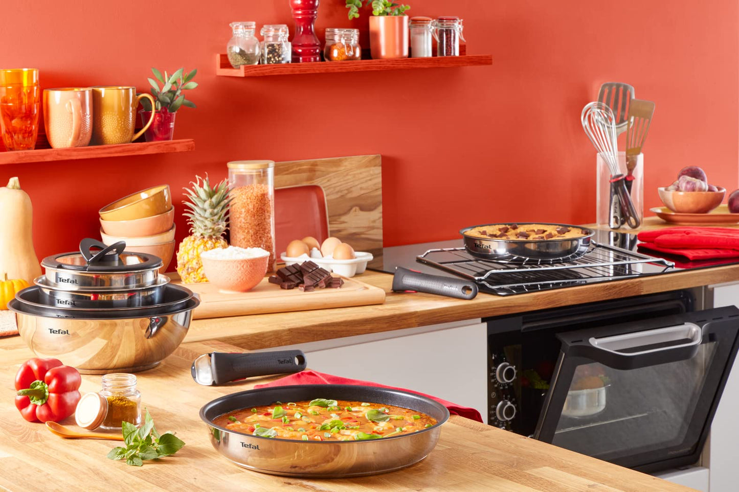 Tefal Ingenio L8979804 8-Piece Cookware Set for All Heat Sources Including Induction Non-Stick Coating, Stainless Steel, Stackable