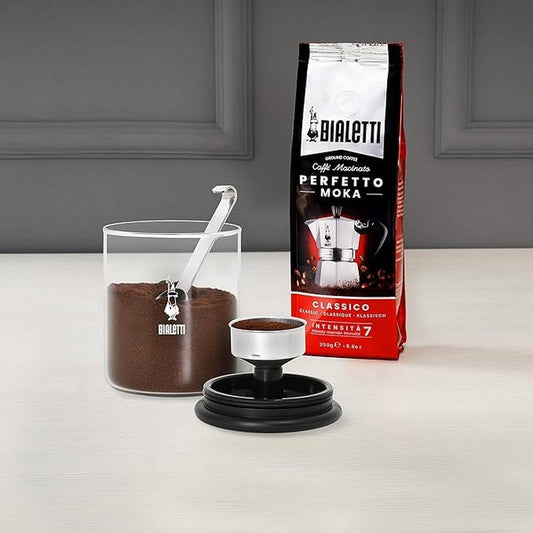 Bialetti 250 g Mokkaglas für Kaffee (mit Verschluss), Glas